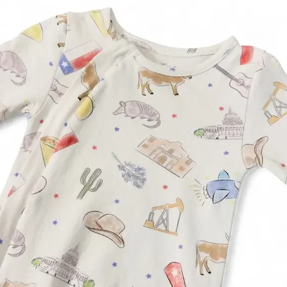 Nola Tawk Texas Kids Unisex Baby Sleeper‎ Organic Cotton Convertible Zipper PJs - Picture 2 of 8
